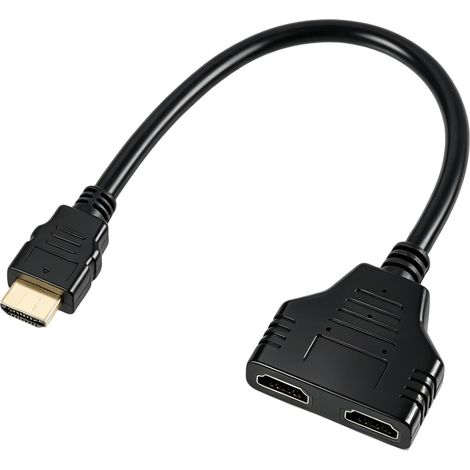 Câble Adaptateur Répartiteur HDMI 1080p Mâle vers Double Femelle, Splitter HDMI avec Câble 30cm, Doubleur Splitter HDM HUB Multi Écran PC, pour TV, Moniteur, Projecteur, Écran LCD et LED (1/5)