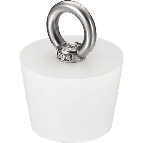 Bouchon Conique Bouchon en Caoutchouc de Silicone 28mm à 30mm Bouchon de Baignoire Solide avec Anneau pour Tubes à Essai, Conduite d'Eau, Trou de Drainage, Blanc (1/3)