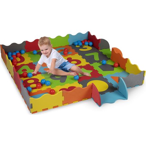 Tapis de puzzle en mousse 3 en 1 pour enfants avec 40 balles et sac de rangement (1/5)