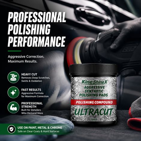 KineShineX Leistungsstarke Polierpaste – Entfernt Kratzer und Oxidschichten und ist eine universelle Polierpaste für Metall-, Lack- und Glasoberflächen. (1/5)