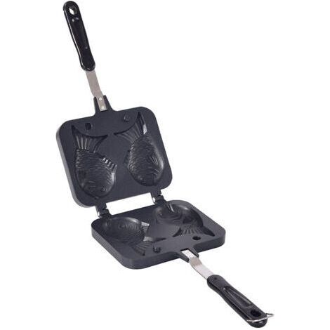 BUNTHAUS Moule antiadhésif en forme de poisson, gaufre, machine à gâteau, en alliage d'aluminium, forme noire, outils de cuisine (1/5)