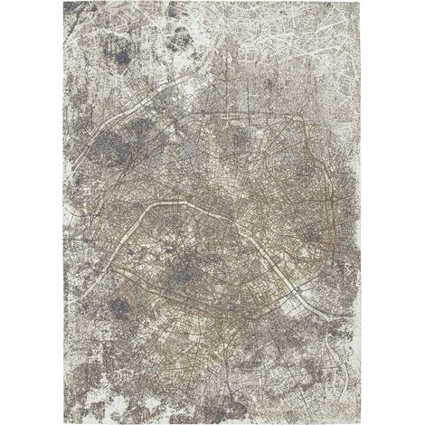 Tapis de salon Cities Collection 100x140 cm - Space Trip - Graphique Artistique Inspiré des Anciennes Cartes pour une Décoration Moderne