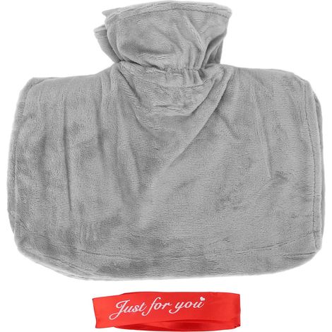 Bouteille d'eau chaude grand format, coussin thermique réutilisable avec housse amovible grise, capacité large, injection d'eau détachable. (1/5)