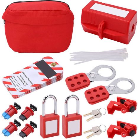 Sjlerst – Kit de verrouillage disjoncteur électrique – Cadenas sécurité ABS renforcé – Étiquettes Loto – Utilisation industrielle et chimique (1/5)