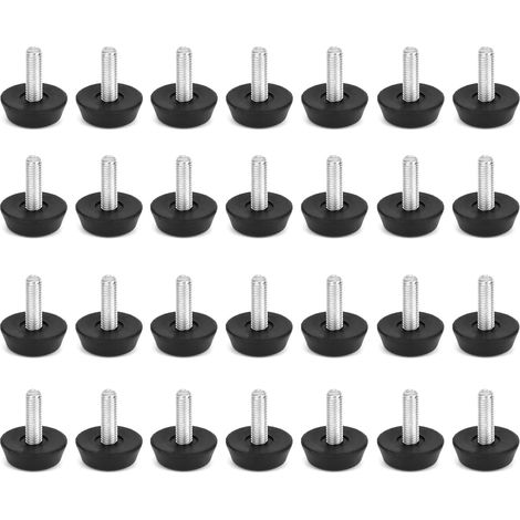 30 Stück Verstellbare Möbelfüße Stellfüße, Schraubfüße, M6x20mm Regulierschraube Einstellschraube M6, Verstellbare Füße, Nivellierfüße, Möbelfüße Verstellschraube (Schwarz) (1/5)