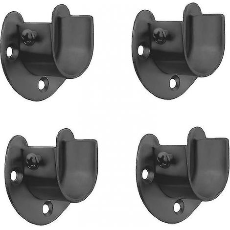 BEBUSINGOTO Support de tringle de penderie en acier inoxydable Black Edition, support de douille ouvert en U, supports d'extrémité de tringle à rideau de douche (1/5)