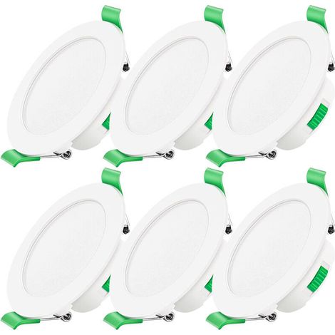 Dimmbarer LED-Einbaustrahler 230V 7W Wasserdicht IP44 Verstellbare Einbau-Deckenleuchte für Badezimmer, Wohnzimmer, 6er-Pack, Rund, [Energieklasse D]