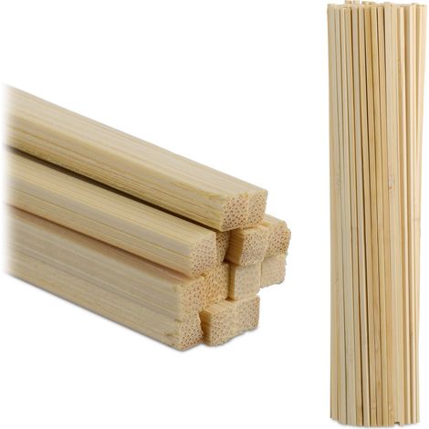 Relaxdays Tiges en bambou, 200 pièces, 30 cm, pour loisirs créatifs, support plantes d'intérieur, naturel