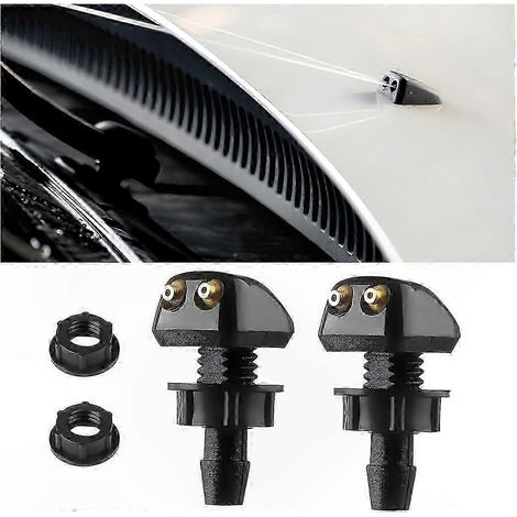 Jeu de 2 buses lave-glace universelles, jets de pulvérisation avant compacts pour voitures, accessoires durables de nettoyage pare-brise pour système d’essuie-glace auto