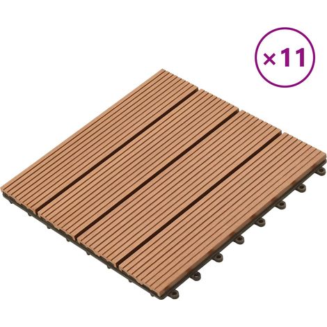 Carreau de terrasse 11 pcs Marron 30 x 30 cm WPC