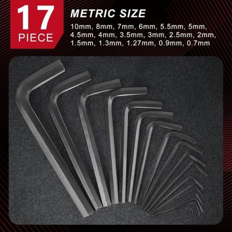 Clés Allen longues 35pcs – Jeu de clés hexagonales 0.7 à 10mm et 0.028 à 3/8" – Poignée de couple pour serrage efficace (1/5)