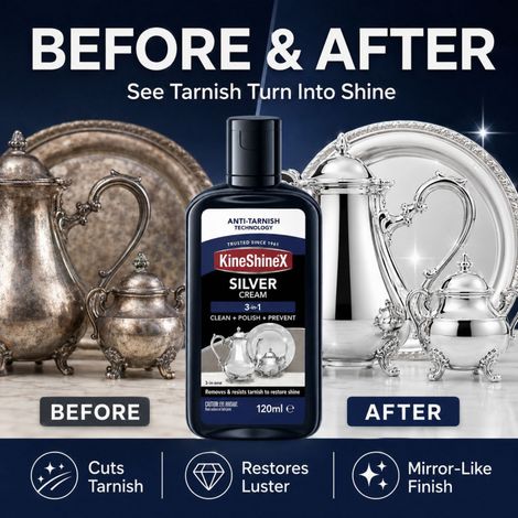 KineShineX Silver Cleaning & Polishing Wax - 3-in-1 Cleaning, Polishing, and Anti-Oxidation Formula Helps Remove... (1/4)