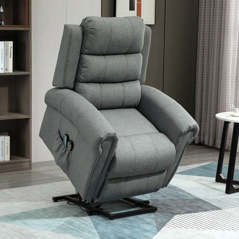 Sillón Relax Reclinable Eléctrico Levanta Personas con Masaje Vibratorio y Calor Control Remoto Gris (1/5)