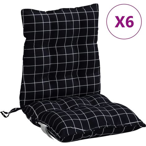 Coussins de chaise à dossier bas lot de 6 motif à carreaux noir (1/5)