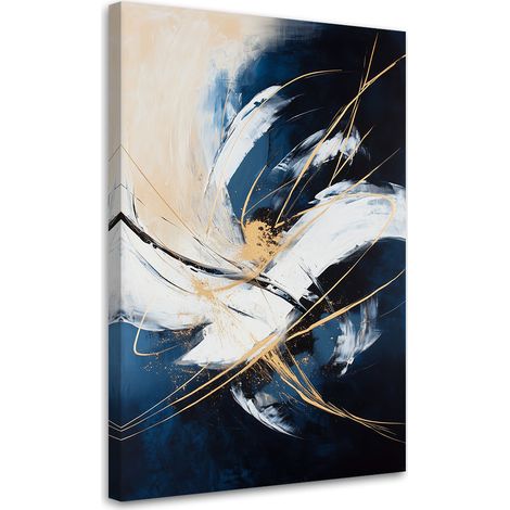 Wandbild für das Wohnzimmer Büro Loft Abstraktion Blau Beige 70x100 cm