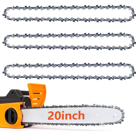 Set of 3 3/8" LP Chainsaw Chains, 0.058" (1.5 mm) Pitch, for 50 cm Bars, 76 Drive Links – Low Kickback Chainsaw Chain, Replacement Chain Compatible with Most (1/4)