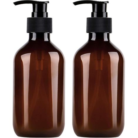 Bouteilles en plastique vides, flacons vides, distributeurs de savon, distributeurs de lotion, accessoires de salle de bain, avec pompes à lotion noires (1/5)