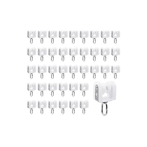 Rouleaux de Rail de Rideau,40 pièces Rouleaux de Rail de Rideau en Plastique à Deux Roues,pour Accessoires Rideaux dans Salles de Chambres(Blanc)