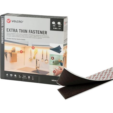 VELCRO Klettband Extra Thin Fastener 20mm x 5m, schwarz (1/4)
