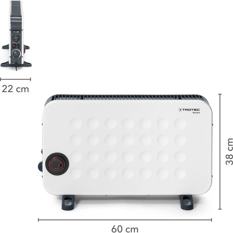 TROTEC Radiatore elettrico TCH 26 E – potenza termica 750 W / 1250 W / 2000 W – termoconvettore mobile, bianco (1/8)