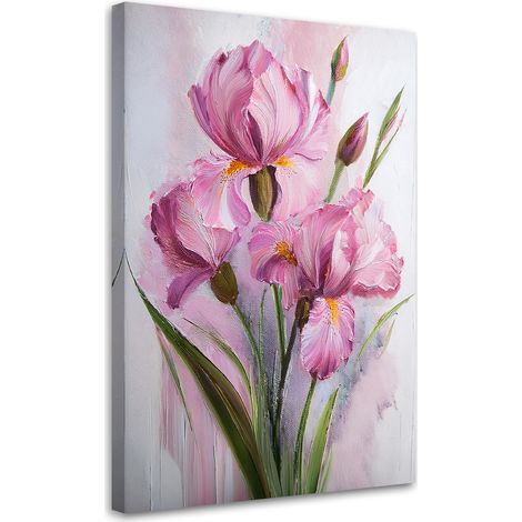 Tableau déco Fleurs roses iris 60x90 (1/5)