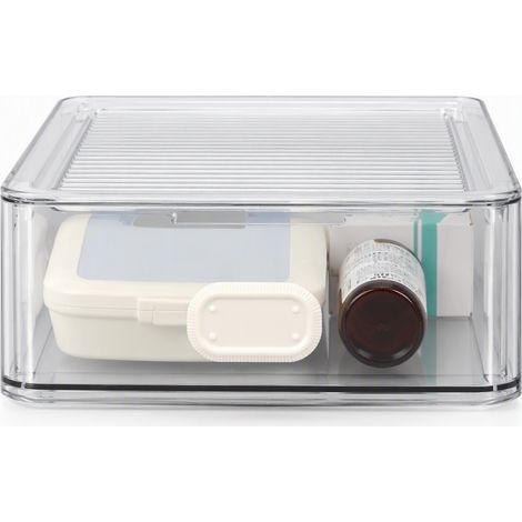 Boîte à pharmacie à tiroir, petit modèle — organiseur de médicaments transparent à plusieurs compartiments (1/5)