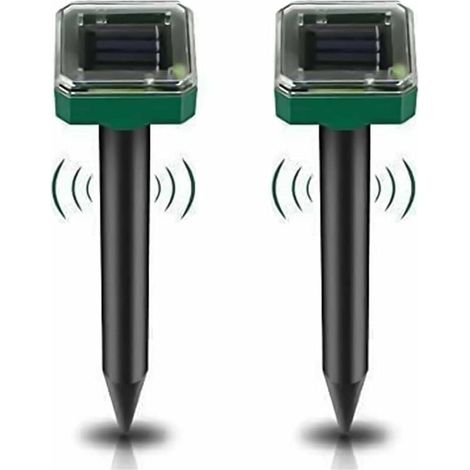 ZVD Lot de 2 répulsifs anti-taupes à énergie solaire pour jardin, répulsif antiparasitaire étanche IP65 pour gopher, campagnol et serpent – Répulsif animal haute sensibilité pour pelouse, jardin, co
