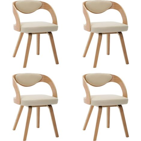 Maison Exclusive - Sedie da Pranzo 4 pz in Legno Curvato e Similpelle Crema