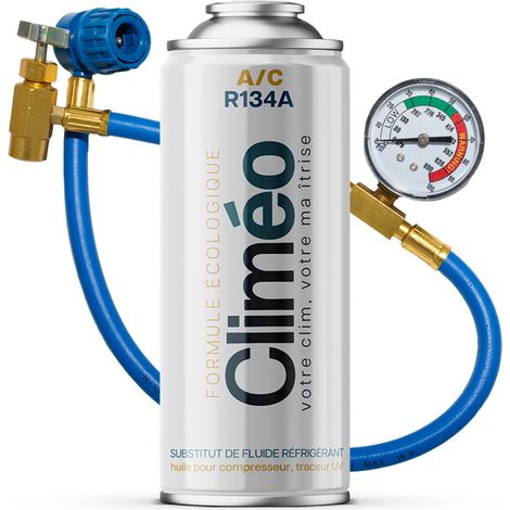 Climeo 400ml + tubo con manometro - Refrigerante ecologico R134a/R12 Servizio di climatizzazione indipendente