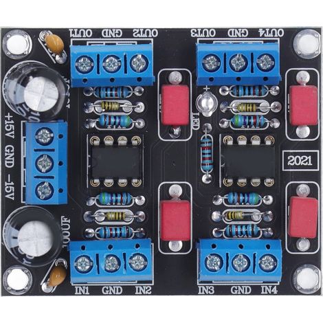 Carte de pilote de puce, 2 alimentations, Module de préamplificateur à 4 canaux NE5532 5W DC12V-15V