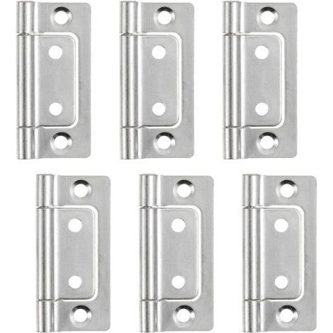6 Pack Recessed Hinges, 2" x 1" Quiet Noiseless Hinges for Cupboard Drawer Box Wooden Doors (1/5)
