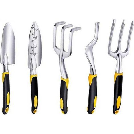 Kit d'outils de jardin, kit d'outils de pelle et râteau de jardin polyvalent avec tête en aluminium robuste et poignée ergonomique (1/4)