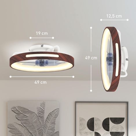 Ventilateur de plafond avec éclairage LED, moteur CC 40 W, réversible, télécommande, 6 vitesses, 3 couleurs, minuterie, teck (1/5)