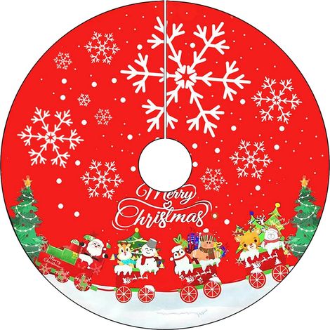 Arbre De Noël - Jupe Pour Arbre De Noël Avec Motif Père Noël Et Flocon De Neige - Diamètre 81 Cm - Pour Décoration Intérieure Festive - 1 Pièce (1/5)