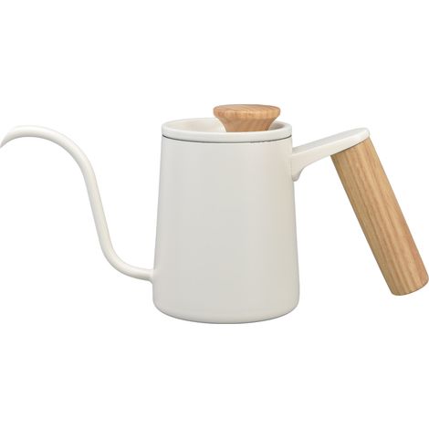 Bouilloire Café à Col de Cygne en Acier Inoxydable, Pot à Dégoulinement 350ml Blanc Mat (1/5)