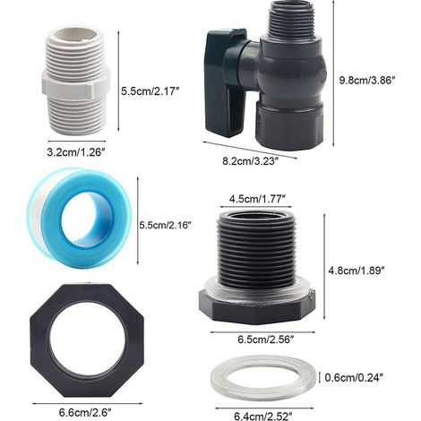 ® Robinet pour tonneau, kit de robinet en PVC pour jardin pluvial, adaptateur de tuyau pour aquariums et piscines (1"/ND25) F6t6qUBPll (1/5)