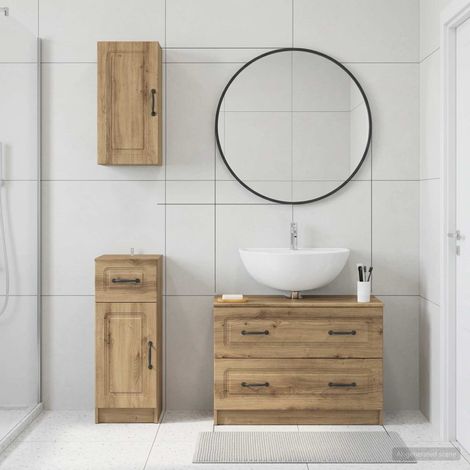 vidaXL 3 Piece Bathroom Cabinet Set UTRECHT Artisan Oak (1/5)