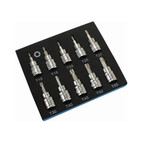 US PRO Torx Socket Bit Set 10pc Set 3/8"" Drive Torx Star Keys In Foam Tray 2066 (1/3)