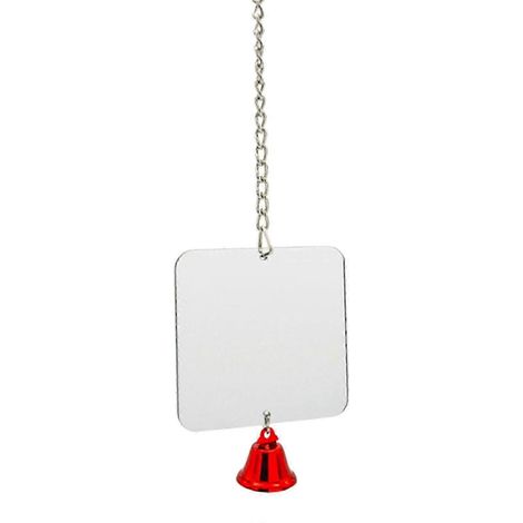 Miroir à oiseaux avec perchoir, jouet pour perroquet et perruche-8.8x8.8cm-silver