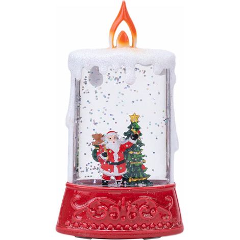 Lanterne Boule à Neige - Veilleuse LED avec Effet Chute de Flocons - Décoration de Noël - Scène de Père Noël ou Bonhomme de Neige - 1 Pièce (1/2)