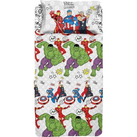 Completo lenzuola per letto singolo Avengers Team