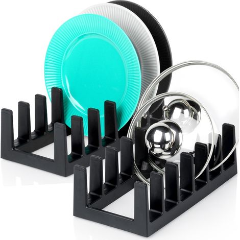 Soporte para tapas y platos negro 28x15x9 cm 2 uds.