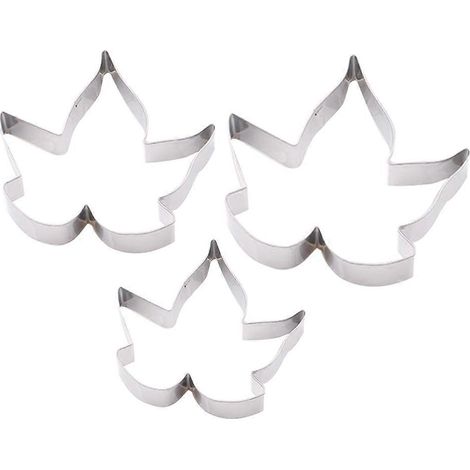Emporte-pièces feuille d'érable en acier inoxydable, 3 pièces, argentés. (1/5)