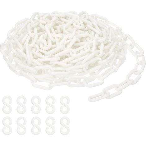 White plastic chain links, 700 cm, 6 mm, for barriers, parking lots, fences, gates and decoration (1/5)