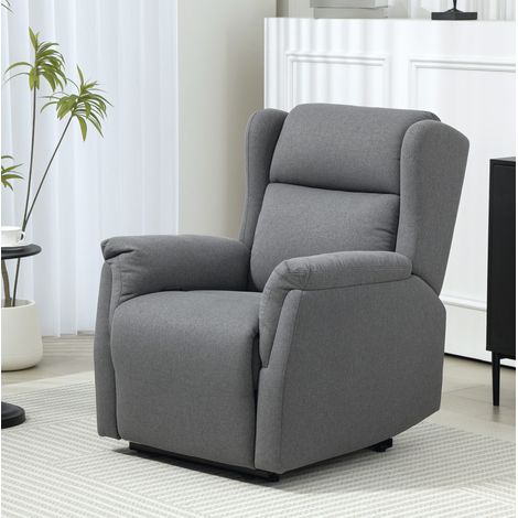 Sillón relax reclinable de tela gris oscuro con reposapiés y muelles ensacados (1/5)