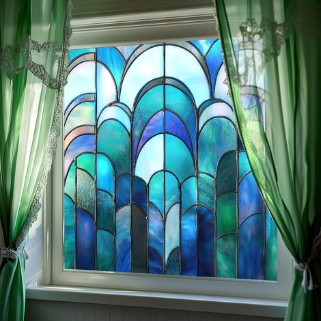 Film de confidentialité coloré pour vitres, 50×50cm, pour la décoration de fenêtres en verre, film à adsorption électrostatique. (1/5)