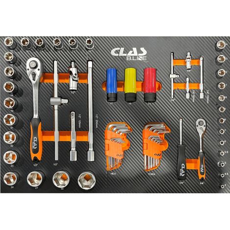 Insert douilles et cliquets (62pcs) - OS 1302BL - CLAS Equipements