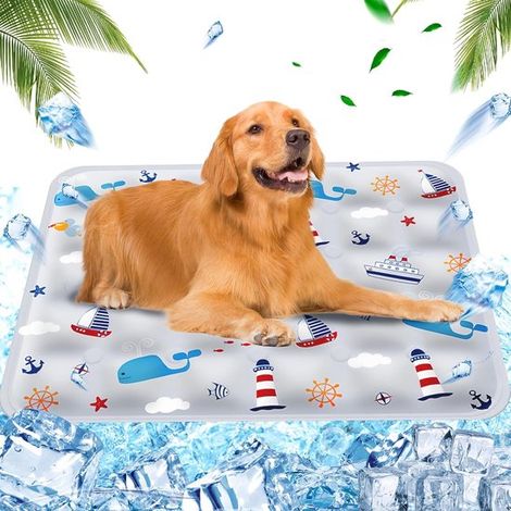Kühlmatte für Hunde Klimatisierungsmatte Kühlmatte für Katzen Wasserkühlmatte Kühlmatte für Haustiere Kühlmatte PVC Kühlpad 40 x 50 cm Dunkelblau (1/5)