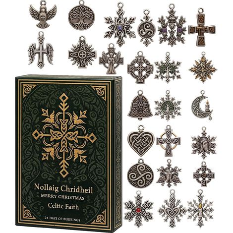 Calendrier de l'Avent celtique - Compte à rebours - 2D - Pleine conscience 24 jours - Calendrier de l'Avent avec pendentifs celtiques - Pour sapin de Noël, fenêtre, mur, adultes, adolescents (1/5)
