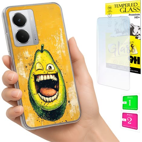 Custodia per Realme 14 5G / 14T 5G, cover posteriore con foto, colore avocado + vetro 9H (1/5)